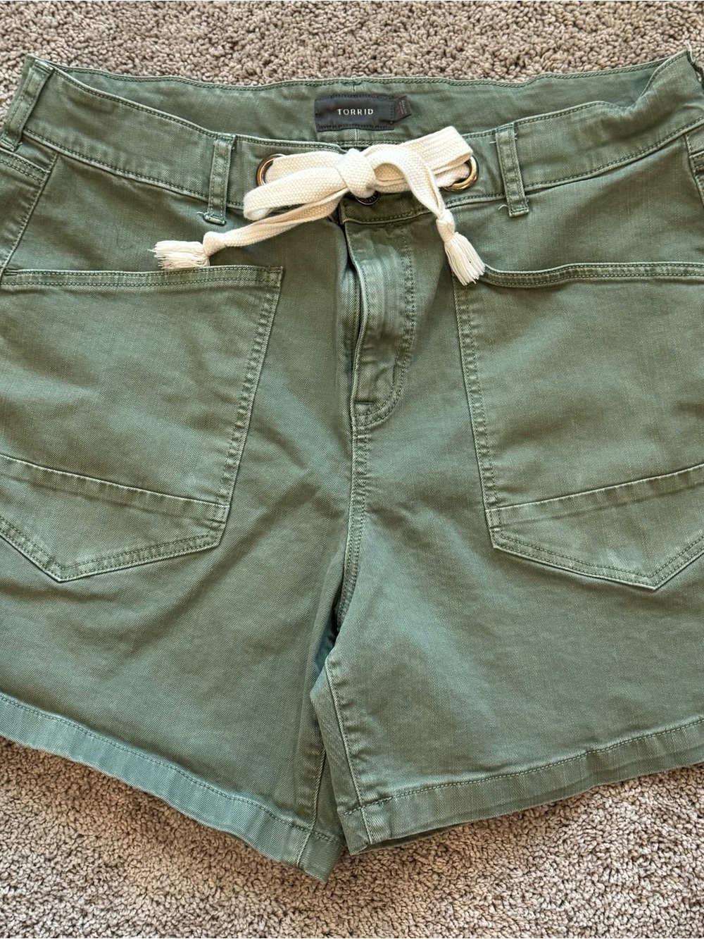 torrid Olive Green Utility Rope-Tie Shorts